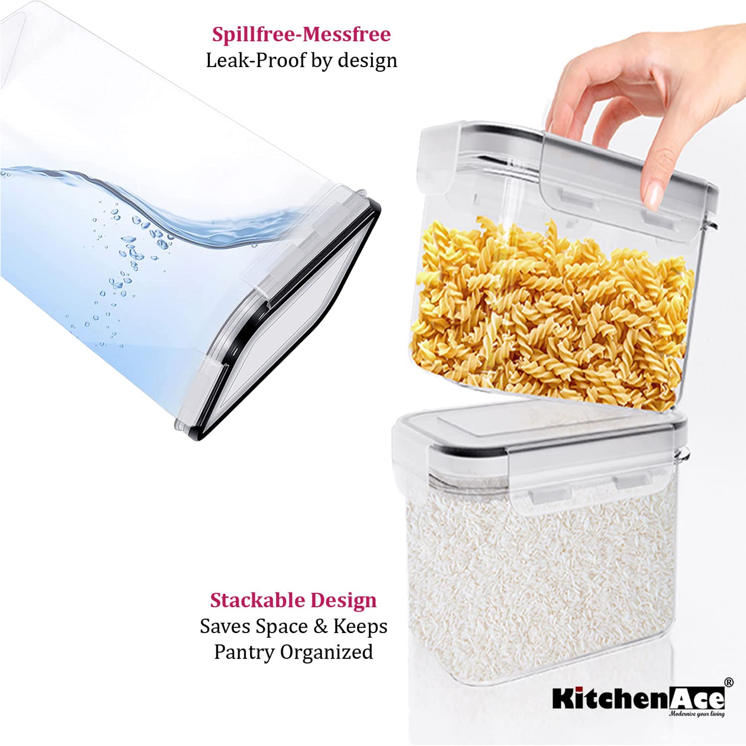 Kitchenace,Modernise Your Living Airtight Plastic Container Kitchen Storage Box - Storage & Container For Home, Snap-Seal (4-Pc)